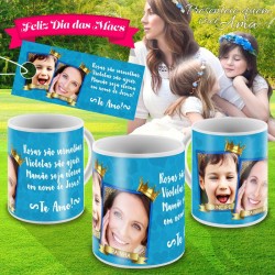 Caneca Príncipe e Rainha - Azul com Foto
