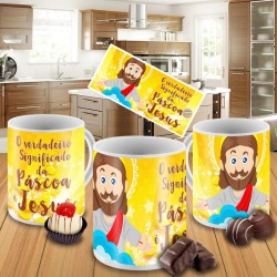 Caneca Jesus - Significado da Páscoa - Amarelo