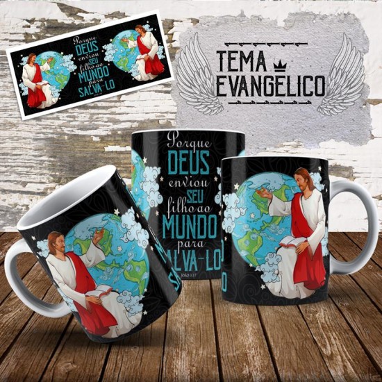 Caneca Porque Deus  Enviou Seu Filho ao Mundo para Salva-lo