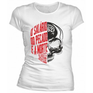 Camiseta Moda Gospel Evangélica o Salário do pecado e a Morte - Romanos 6-23 Camiseta Moda Gospel Evangélica o Salário do pecado e a Morte - Romanos 6-23